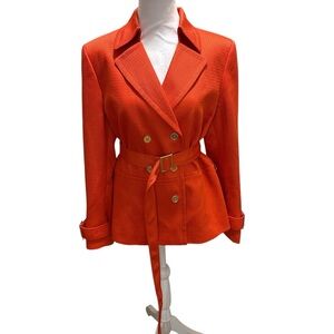 Elegant Women's Double-Breasted Blazer in Vibrant Orange